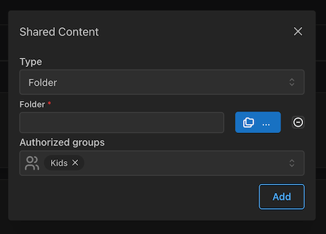 Beispiel von Gruppen mit geteilten Inhalten.